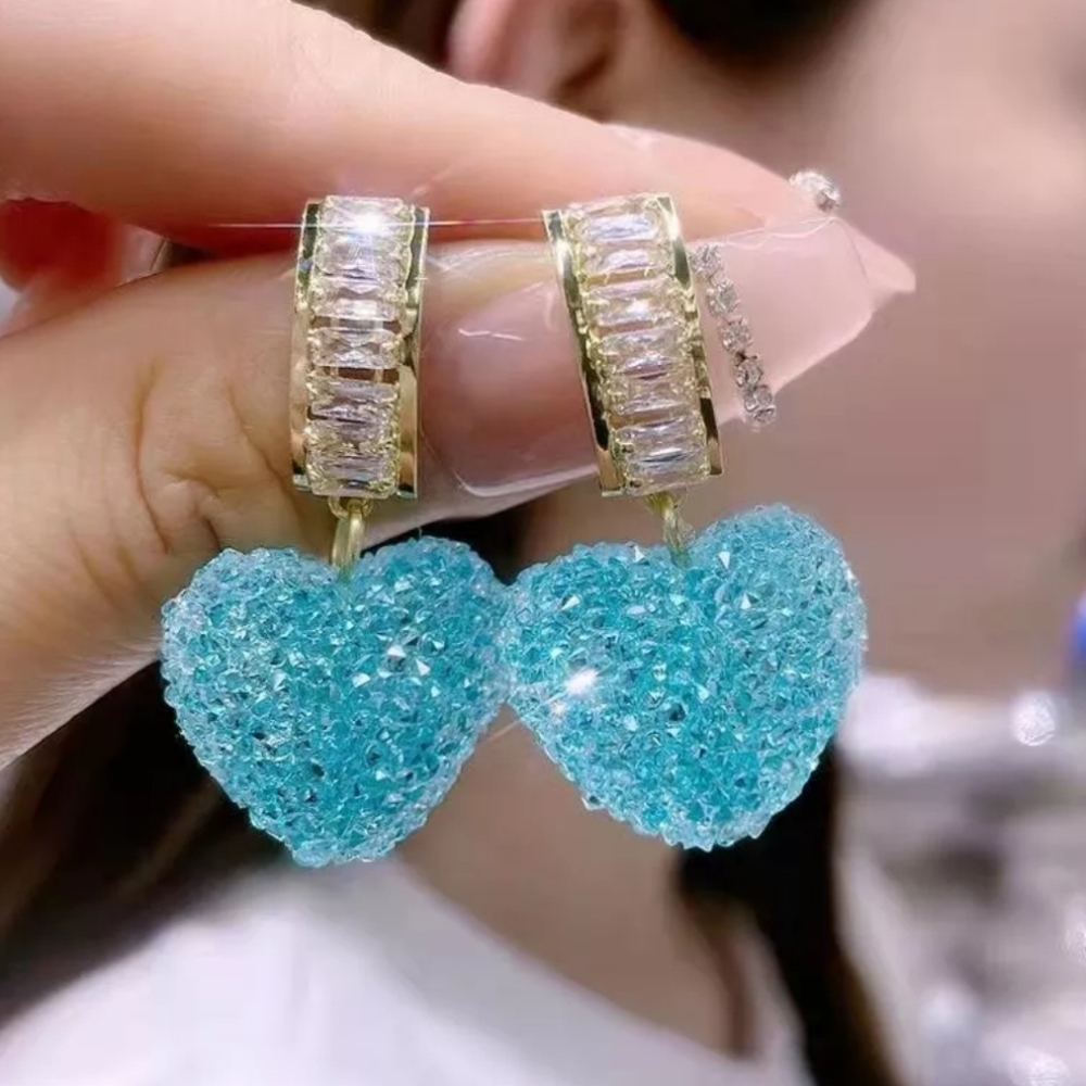 Aqua Heart Earrings 🦋